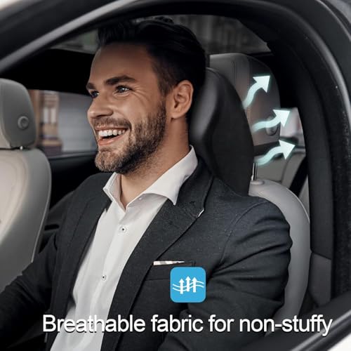 Image of Car Neck Pillow Memory Foam Support Cushion, Neck Pillow for Car Headrest, Car Seat Back Support for Long Drives, Cars Pillows for Back Side Comfort, Universal Fit Design (Black, 1 Set Pillow)