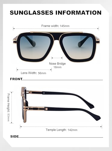 Image of Fashion Men Sunglasses Square Frame Shades for Men UV400 Protection Sunnies(98082)