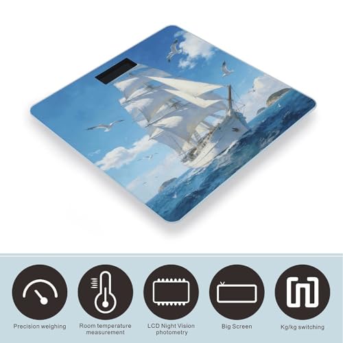 Báscula digital para baño con vidrio templado y pantalla LCD miniatura 3