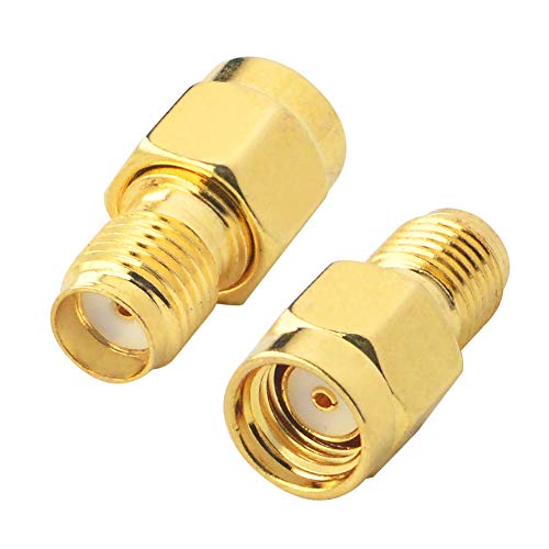 BOOBRIE Connecteur RP-SMA SMA Connecteur SMA Femelle à RP-SMA Mâle Adaptateur RF Coaxial SMA Femelle(NO Pin) vers RP-SMA Mâle(NO Pin) pour antenne WiFi/Lunettes/Drone FPV/Amplificateur Signal 2-Pack Cover