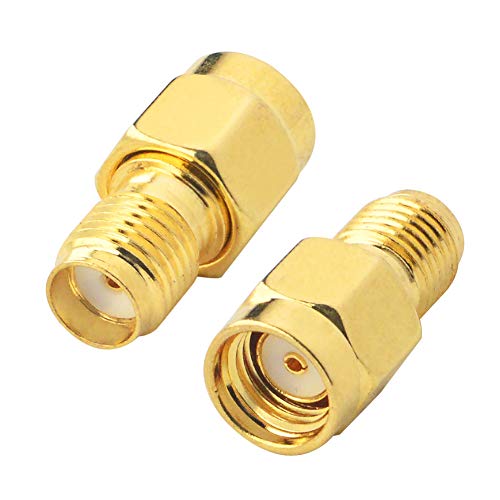 BOOBRIE SMA Hembra a RP-SMA Macho WiFi Connector RP-SMA Macho a SMA Hembra Conector SMA Adaptador de Antenas para Antena WiFi/Gafas/FPV Drone/Amplificador de Señal/Enrutador Paquete de 2