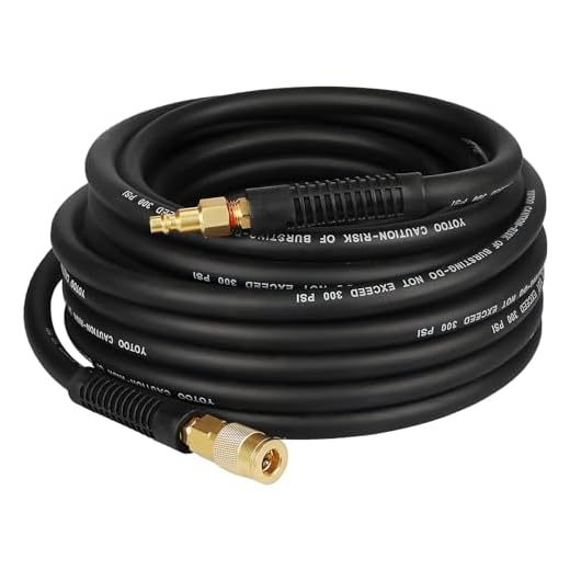 YOTOO Hybrid Air Hose 3/8-Inch by 50-Feet 300 PSI Heavy Duty, Lightweight, Kink Resistant, All-Weather Flexibility with 1/4-Inch Industrial Quick Coupler Fittings, Bend Restrictors, Black