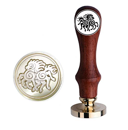 Kooer Nordic Viking Rune Eight Legged Horse Wax Seal Stamp, Viking Rune Sealing Wax Stamp Kit Viking Wax Stamp Wedding Invitation Birthday Party (Horse-Seal with Handle)