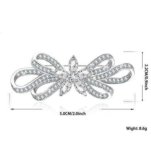 Image of Bridal Crystal Brooches Art Deco Retro Rhinestone Wedding Fashion Glam Bridesmaid Flower Ribbon Brooch Clear Austrian Crystal