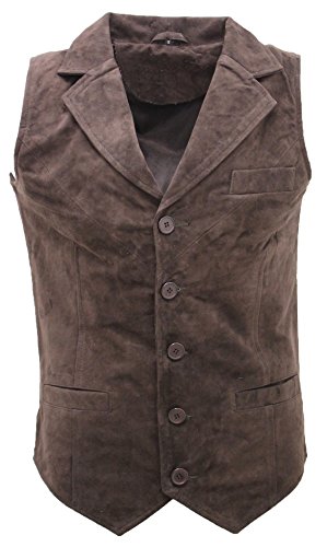 Infinity Men’s Smooth Goat Suede Classic Smart Brown Leather Waistcoat