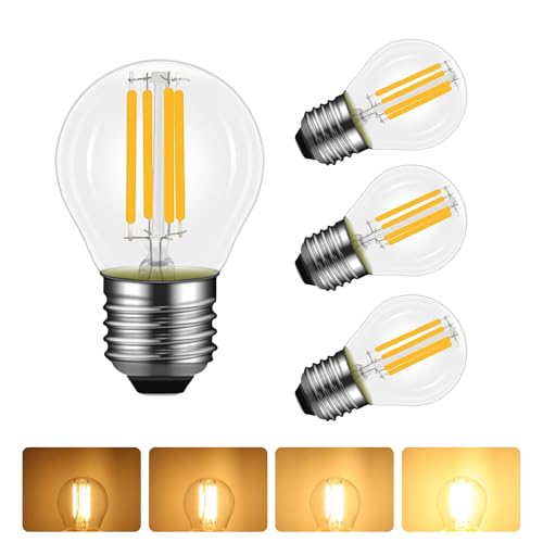 4 Pezzi Lampadina Filamento LED E27 Dimmerabile, 4W LED Filamento Equivalenti a 40W, Luce Bianca Calda 2700K, 400lm, AC 230V, Lampadine Mini Globo G45 Stile Vintage, Risparmio Energetico