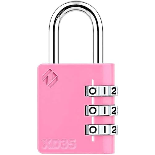 Zarker XD35 3-Digit Combination Padlock, Pink, 1-Pack