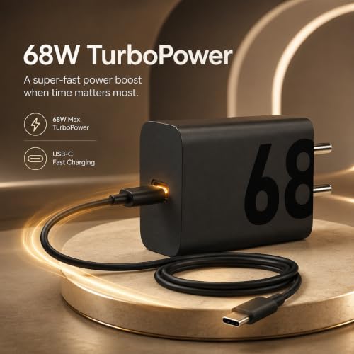 Image of 68W TurboPower Fast Charger Adapter | with Type-C to Type-C Cable | PD Charger Compatible with Moto Edge 40, Edge 30, G84, G73, Pro Smartphones, Tablets & More USB-C Devices By AILKIN