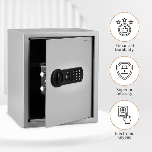 Image of Amazon Basics Digital Safe with Electronic Keypad Locker for Home, Gross Capacity - 49L (Net - 43L), Grey