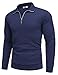 COOFANDY Men's 1/8 Zip Pullover Sweater Long Sleeve Jacquard Polo Sweatshirt Outdoor Stand Collar Hoodless Sweater Navy Blue