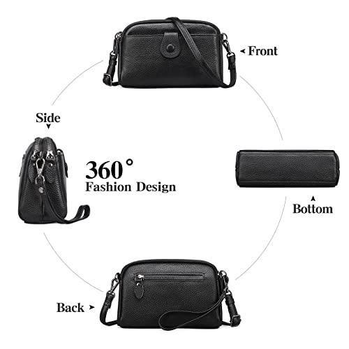 GAEKEAO Crossbody Bags for Women Small Genuine Leather Shoulder Purse Cross Body Bag with Wristlet Top Zipper - Image 3
