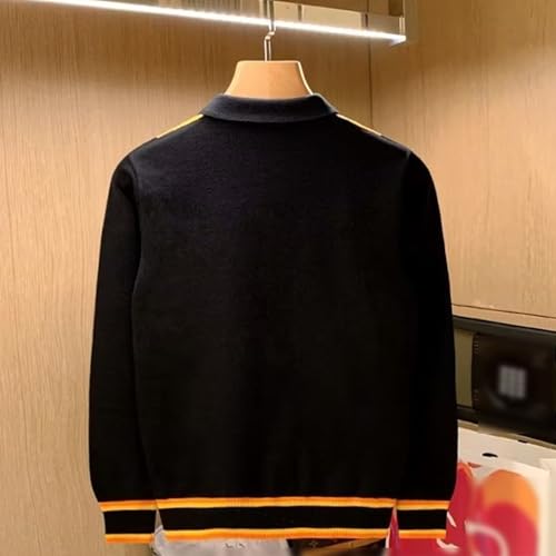 JEShifangjiusu Men's Long Sleeve Flip Collar Cardigan Sweater Slim Fit Topcoat Button Knitted Outerwear with Pockets3