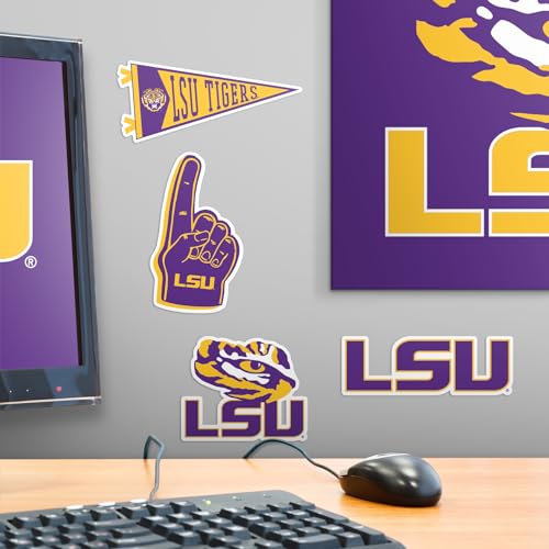 Image of LSU Tigers Vinyl Sticker Pack - 8‑Count Large Waterproof Decals for Laptop, Water Bottle, Tablet, Skateboard, Car, and Indoor /Outdoor Use