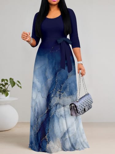 Image of Women's 3 /4 Sleeve Maxi Dress with Pockets