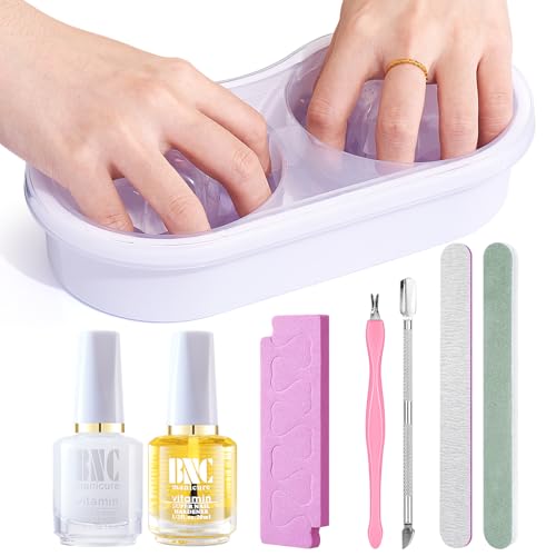 Deciniee Nail Soaking Bowl Set - Gel Polish/Acetone Acrylic Remover Kit with Cuticle Oil & Cuticle Peeler & Pusher - Nail File Buffer Set - Nail Soak Off Bowl for Manicure & Dip Powder Removal