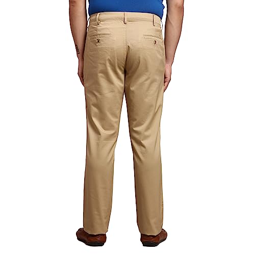 Image of Colorplus Men's Pure Cotton Solid Piece Dyed Pattern Contemporary Fit Flat Front Casual Trouser