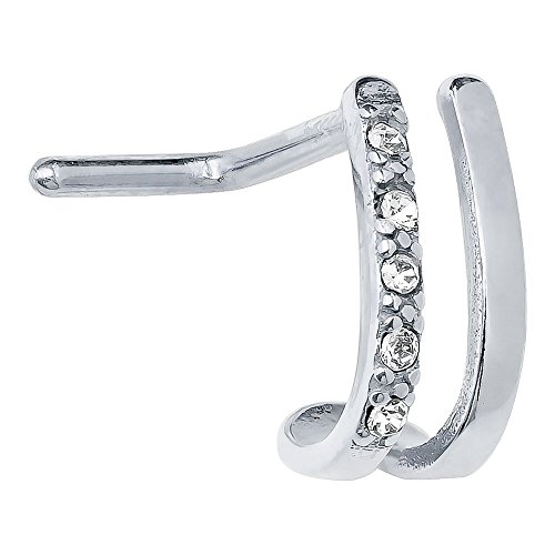 FreshTrends Stainless Steel Sparkle Double Faux Hoop L-Shape Nose Ring