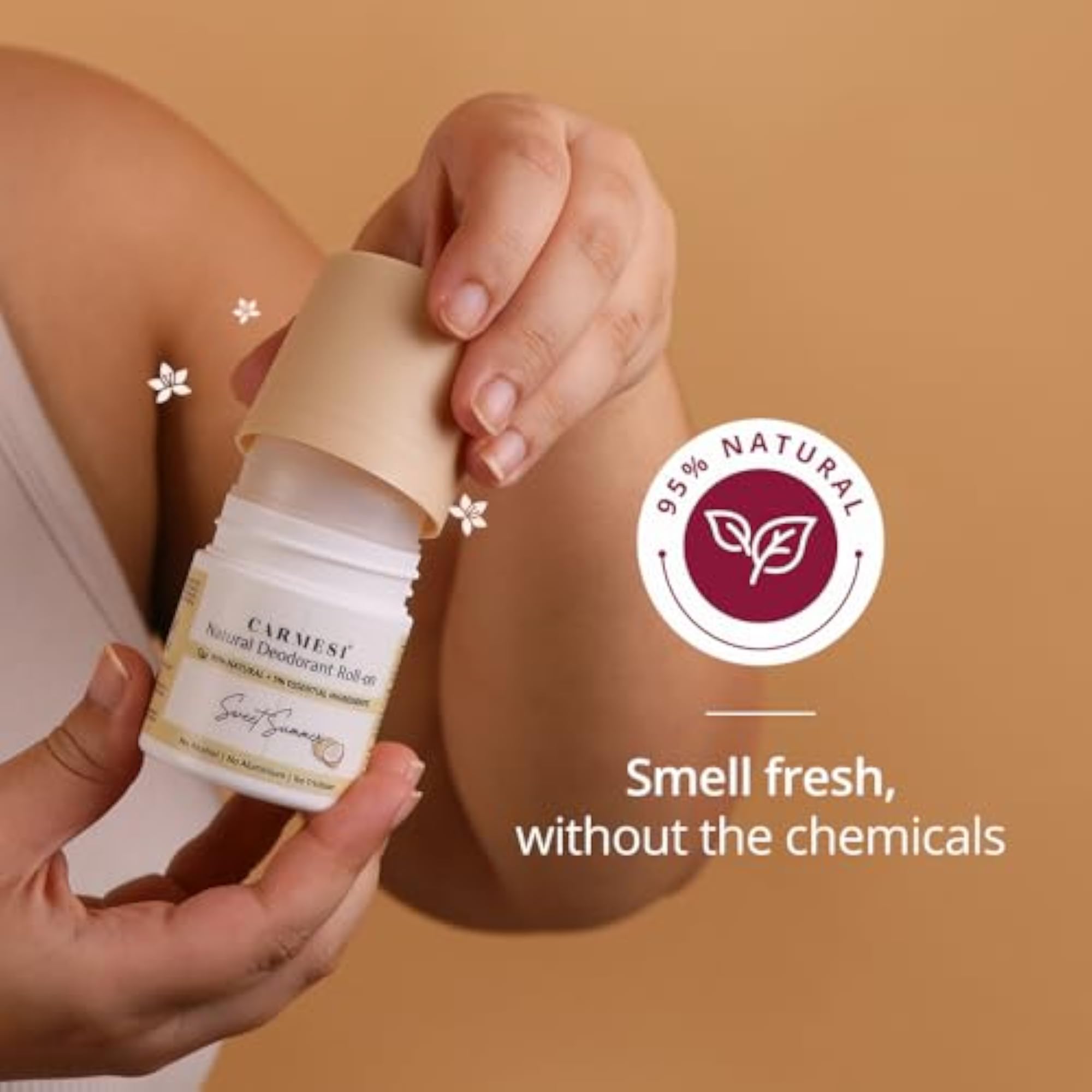 Natural Underarm Roll On Deodorant for Women, 95% Natural
