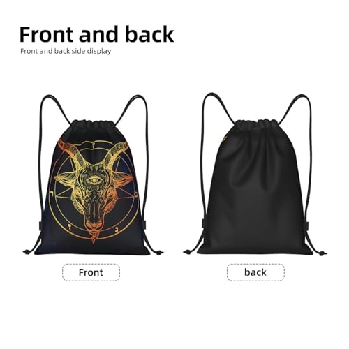 Satanic Goat Head With Third Eye Drawstring Backpack Sports Gym Bag Yoga Travel Sackpack For Women Men3