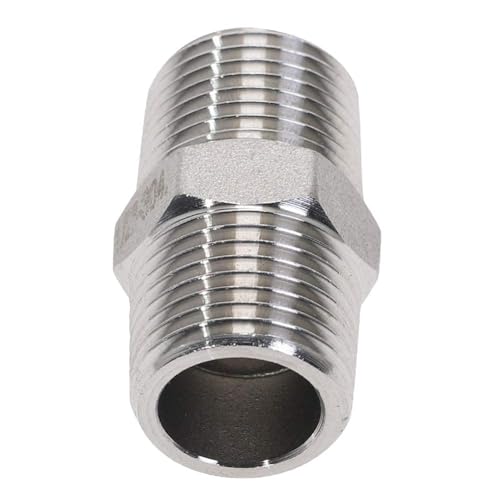 Image of Beduan 3 /8 Male to 3 /8 Male NPT Hex Nipple Stainless Steel Pipe Fitting (Pack of 2)