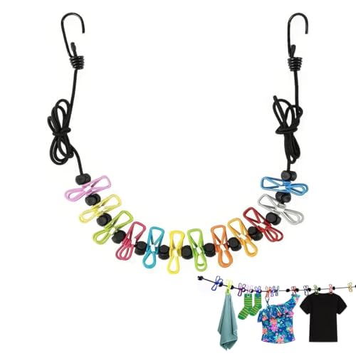 OHREN Tendedero de Viaje Elástico con 12 Pinzas, Portátil y Exten...