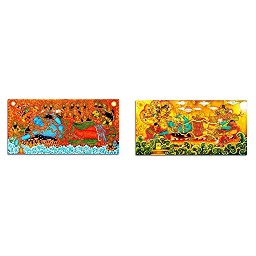 Tamatina Kerala Vishnu + Krishna Paintings (Set of 2)