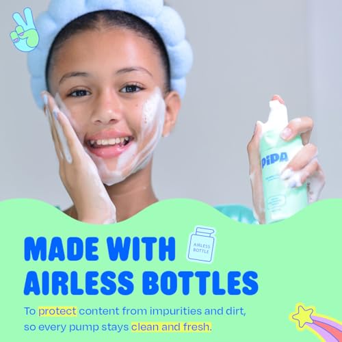 Pipa Skincare Squeaky Clean Foaming Cleanser 3.4 fl oz | Gentle Face Wash for Kids & Teens Ages 8 to 13 | Fragrance-Free, Dermatologist & Pediatrician Approved | Daily Hydrating Facial Cleanser