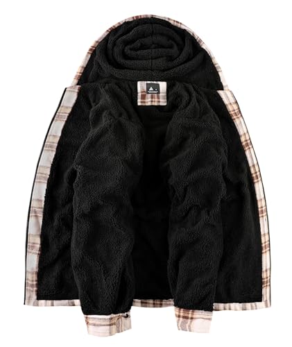 Image of SCODI Men's Flannel Jacket Sherpa Lined Hoodies Zip Up Fleece Plaid Shirt Jackets Winter Outdoor Coat Warm Outwear
