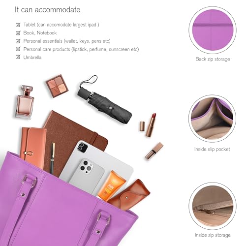 Image of Leather Purse For Women - Real Leather Tote For Women - Ladies Shoulder Handbag For Work, Travel, Casual Use