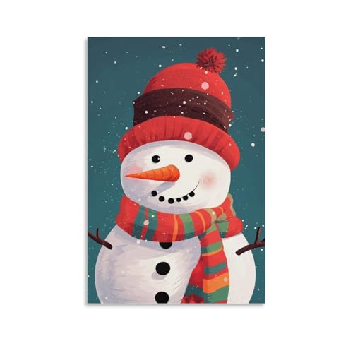 Toile bonhomme de neige de Noël pour salon et chambre chaleureuse