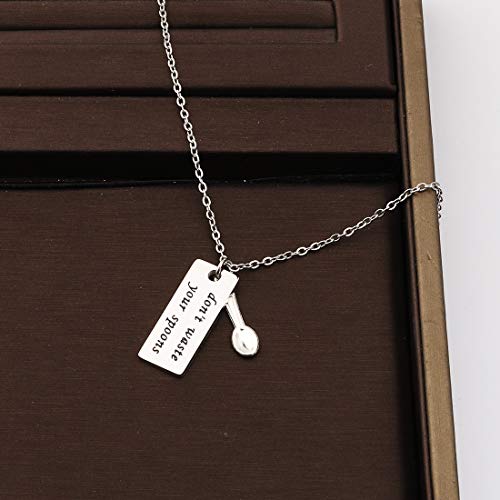 Image of CENWA Spoonie Necklace Don't Waste Your Spoons Necklace Mental Health Awareness Jewelry Chronic Illness Gift Spoonie Fibromialgia Charm Gift