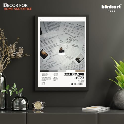 Image of BLINKART XXXTENTACTION- 17 Wall Photo Frames | Wall Art for Bedroom, Living Room, Studio or Office | Album Cover Print with Spotify Song Link QR Code | Gift for Fans - 8x12 In