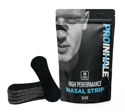 ProInhale™ Athletic Nose Strips for Breathing – Flexible Nasal Strip for Comfortable Fit, Secure Hold, Non-Slip Adhesive Nose Tape, Sport and Sleep Nose Strips, 60 Count Nasal Expander Strips