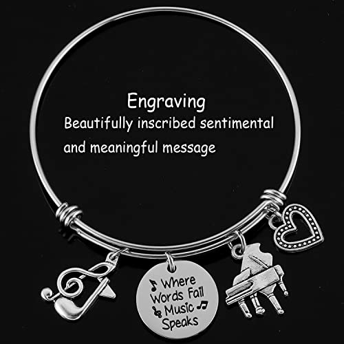 Music Themed Gifts For Women Bracelet Teen Girls Music Teacher Pianist Ornament Music Note Charm Piano Lover Musical Bracelet3