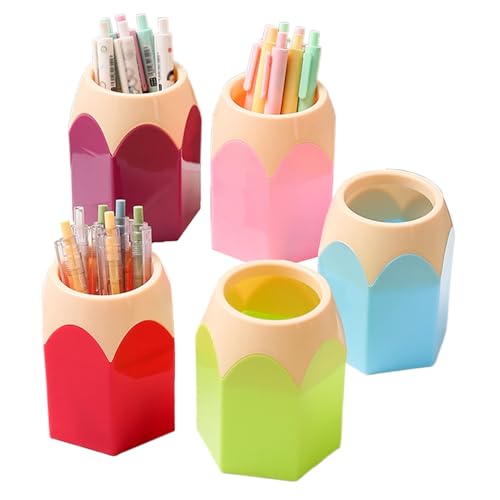Hintyne Copo de lápis, 5 peças de porta-canetas em forma de lápis fofo, suporte de giz de cera de pl