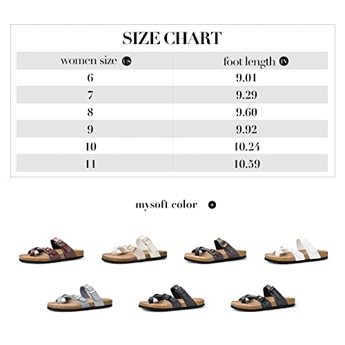 Mysoft Women's Cork Footbed Sandal Slip On, Double Buckle Slide Sandals With +Comfort Arch Support #TOP7