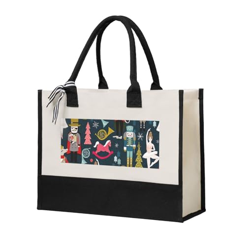 ZTPOWQA Women_S   Bolsa de lona con estampado de cascanueces para mujer, gran capacidad, para playa, viajes, oficina, compras
