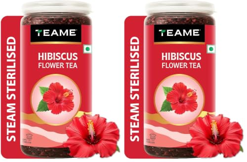Image of TE-A-ME - Hibiscus Tea - 100 gm (100+ Cups) | Supports - SKIN GLOW ENHANCING | Flower Based - Herbal | Caffeine Free - Tangy Flavor | Hibiscus Tea Leaves (Pack of 2)