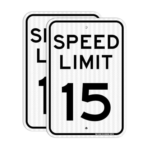 T&R (2 Pack) Speed Limit 15 MPH Sign, Slow Down, Traffic Sign, 18