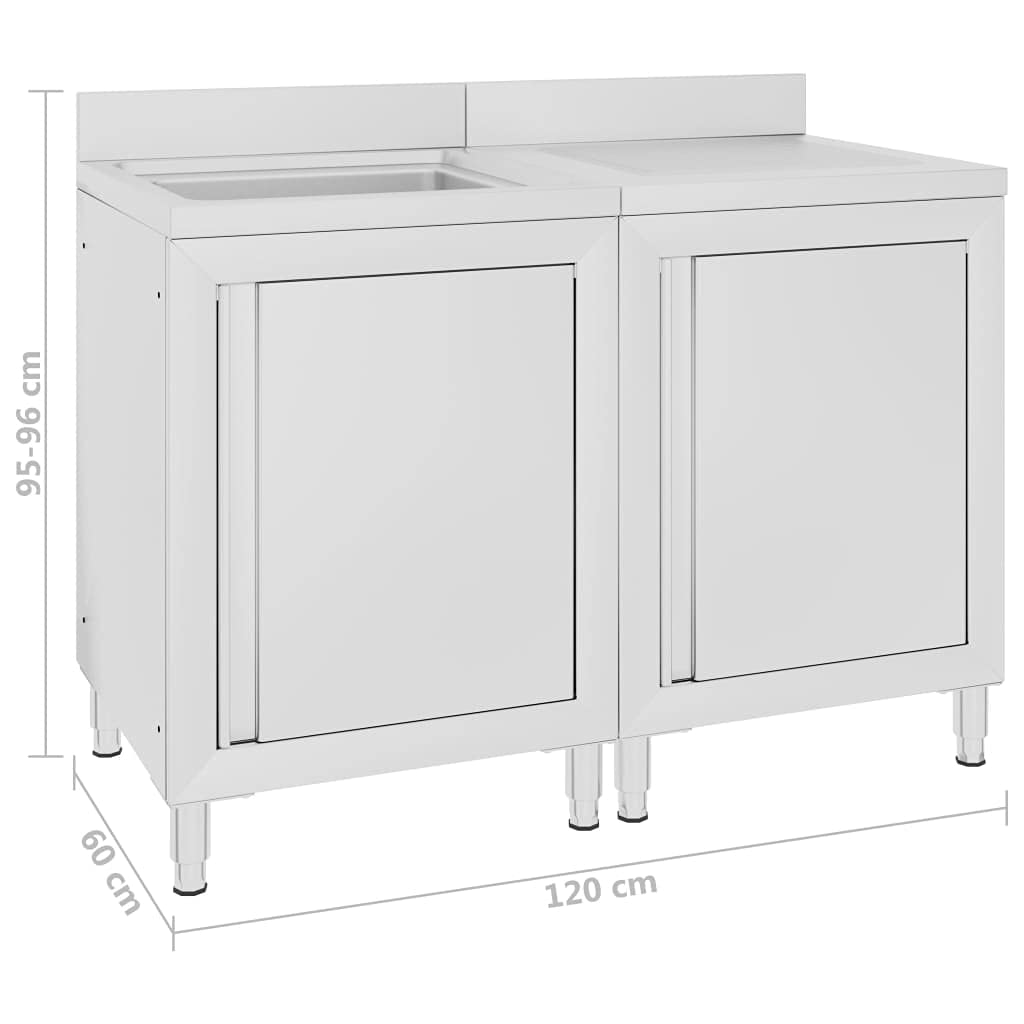 Gastro Armoire sous bobine en acier inoxydable 120 x 60 x 96 cm avec égouttoir, rebord, pieds réglables, espace de rangement pour hôtellerie, restaurant, hôtel, restauration et cuisine