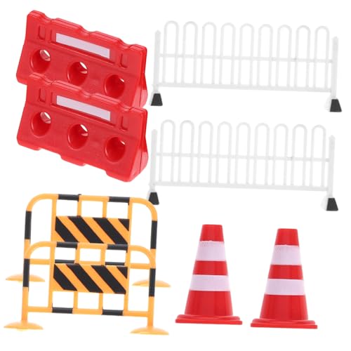 DECHOUS Educational Traffic Sign Toys 8pcs Miniature Cones Street Signs Toys for Boys and Girls Construction Playset