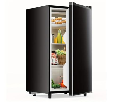Compact Fridge 3.2 CU.FT. Mini Dorm Refrigerator Small Fridge with Freezer, 37 dB Low Noise, Adjustable Temperature, Reversible Door, for Home Office Dorm or RV (Black)