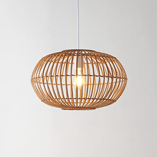 Eyely EYL1402A Luna 17.5" 1-Light Farmhouse Coastal Rattan 180" C...