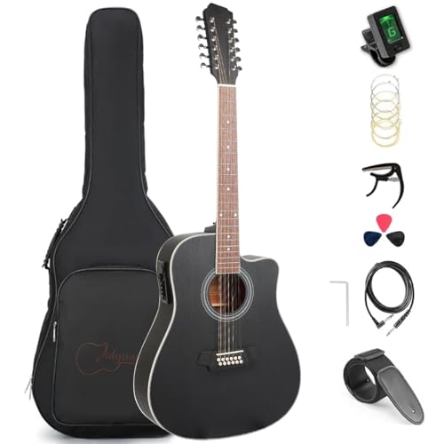 Jidyous Docerola Aguanta cuerdas pares 4/4 Guitarra Electroacústica 12 cuerdas con bridge doctor, con...