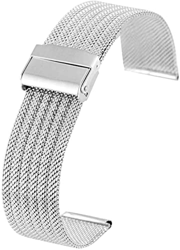 Bracelet de montre 20mm 22mm en maille d'acier inoxydable argenté de remplacement
