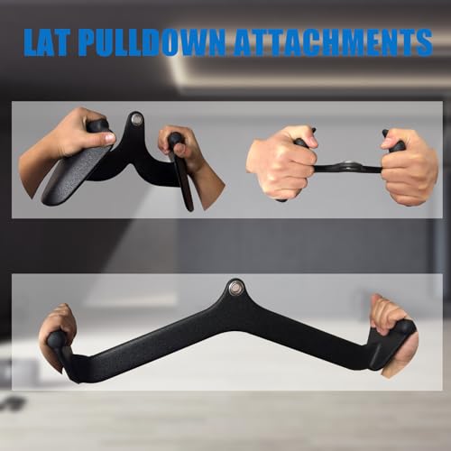 BLUSLM LAT Pulldown Attachments, LAT Bar Cable Machine Attachment,T-bar V-bar, LAT Pull Down Bars, Back Tricep Bar Strength Training Handle for Home Gym Fitness - Image 4