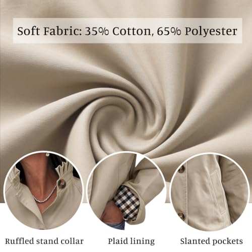 Cropped Trench Coat for Women Ruffle Trench Coat Single Breasted Jackets - image 7