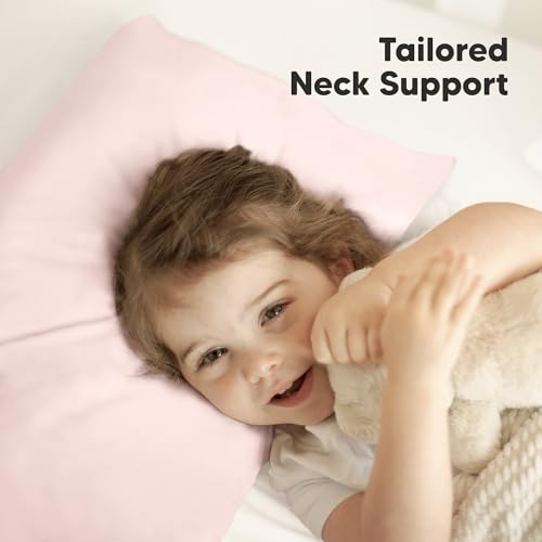 Image of KeaBabies Organic Toddler Pillow with Pillowcase, Jumbo 14X20 (Mist Pink) | Soft Cotton Toddler Pillows for Sleeping, Machine Washable, Perfect for Travel, School, Daycare, Nap, Kids Toddler Bed Set