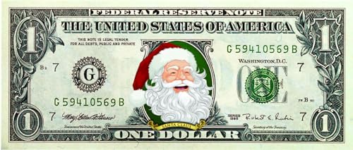 Merrick Mint Santa Claus Stocking Stuffer $1 Bill Original Santa Bucks | Genuine U.S. Santa Currency | with Xmas Red Display Case