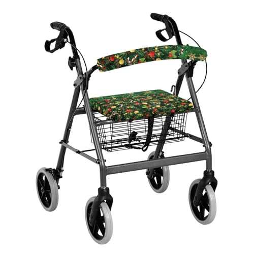 Hechitok Christmas Tree Rollator Walker Seat & Backrest Covers Set - Washable, Dust Proof, Universal Fit for Seniors, Soft & Comfortable Walker Accessories